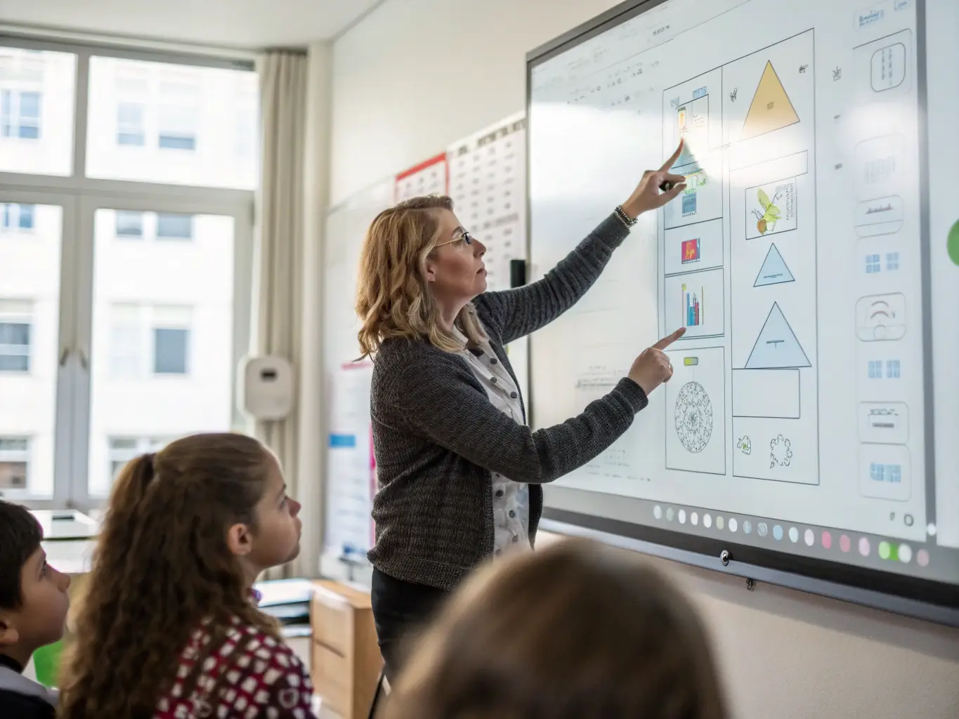 A teacher facilitating a discussion among students in a cooperative learning environment, emphasizing the role of educators in fostering cooperation, showcasing teacher training programs.